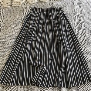 J. Crew Black and White Striped Midi Skirt